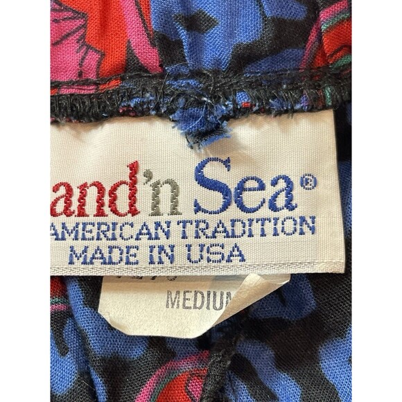 Land And Sea Vintage Ames Bold Blue Pink Floral Midi Elastic Waist Skirt M NWT - Picture 6 of 12